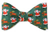 Green Christmas Holiday Santa Reindeer Bow Tie