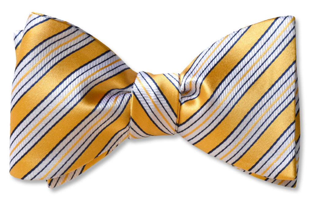 Nautical Yellow Stripes Men's Silk Bow Tie