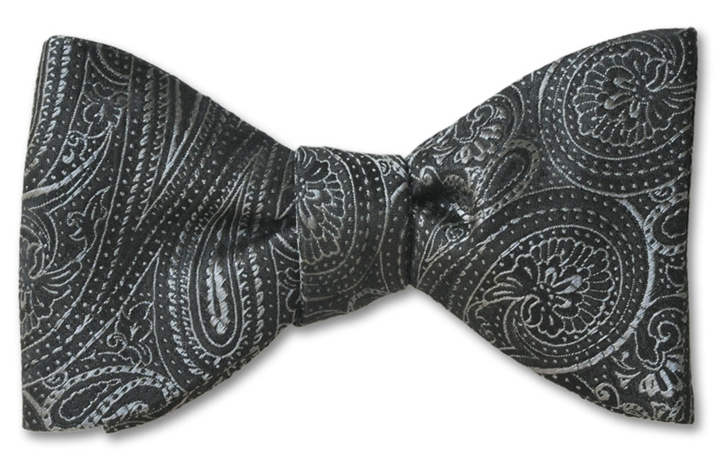 Silk Self Paisley Bow Tie - Black, Bow Ties