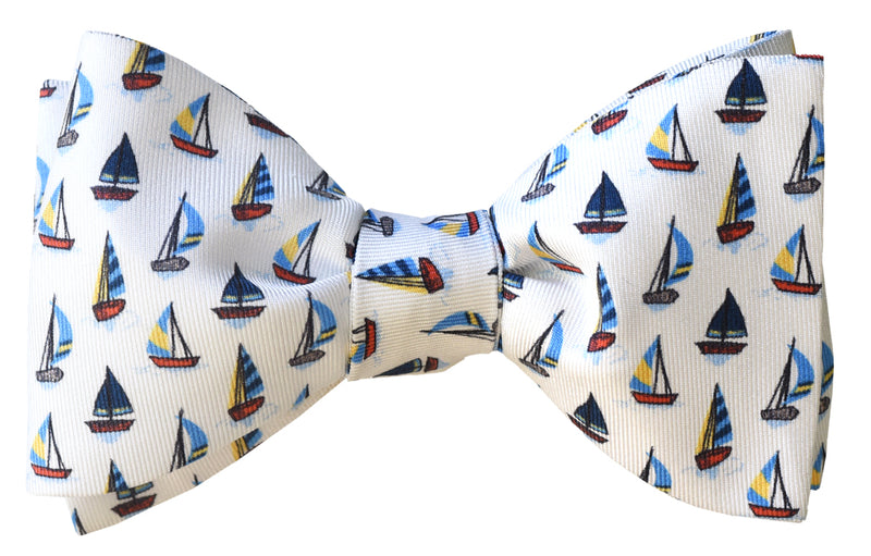 Sailboats White Bow Tie
