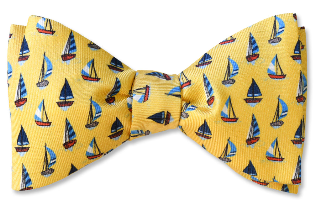 Sailboats Yellow Bow Tie