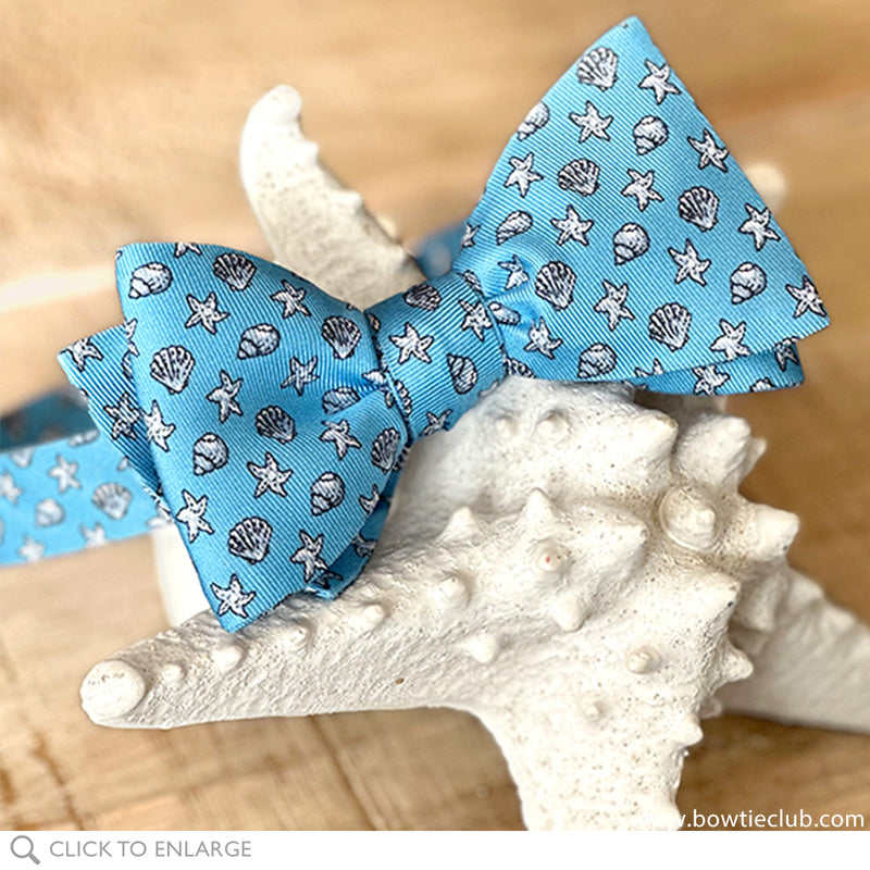 Seashells Blue Bow Tie